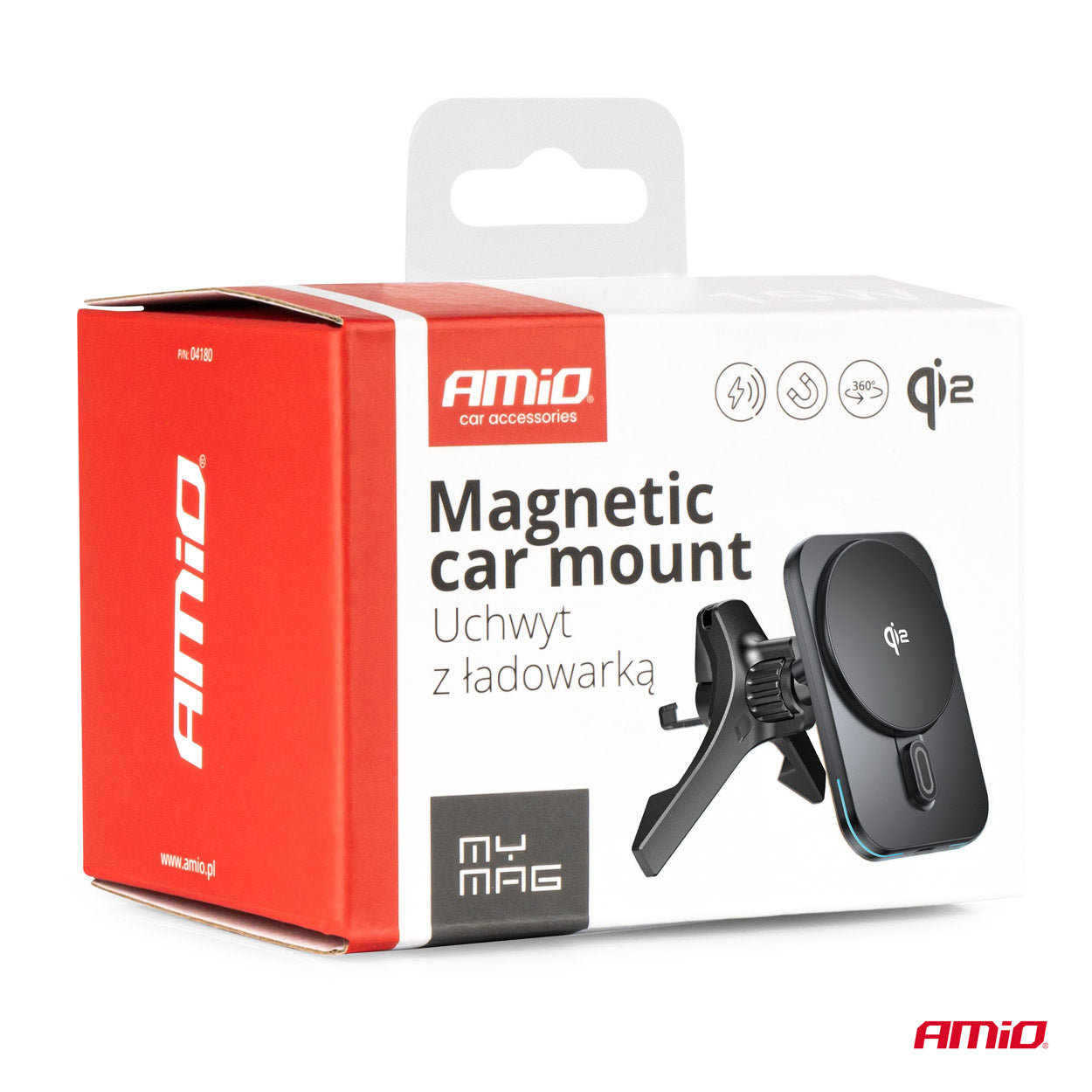 Suport auto magnetic cu încărcare wireless Qi2 15W